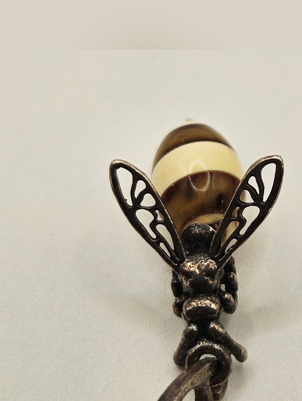Vintage 925 Sterling Silver Bumblebee Pendant Necklace